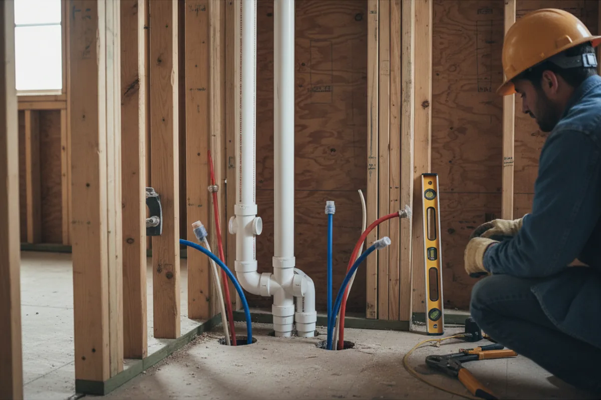 Drain and supply rough-in during Sump Pump Repair in Eagle Mountain