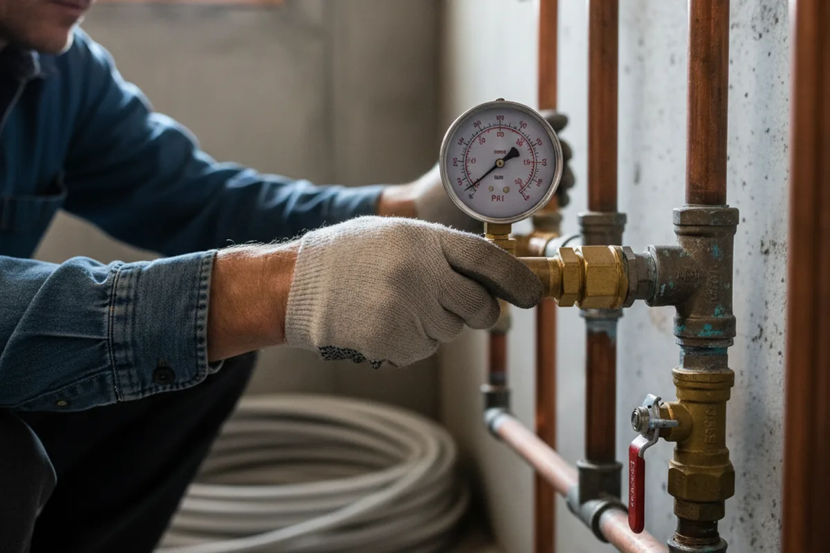 Pressure testing a repaired line during Water Line Repair in Eagle Mountain